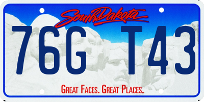 SD license plate 76GT43
