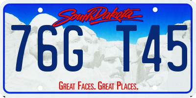 SD license plate 76GT45