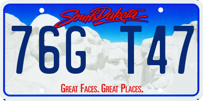 SD license plate 76GT47