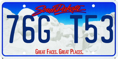 SD license plate 76GT53