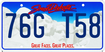 SD license plate 76GT58