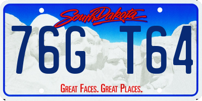 SD license plate 76GT64
