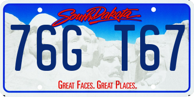 SD license plate 76GT67