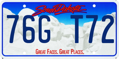 SD license plate 76GT72