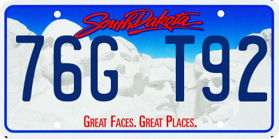 SD license plate 76GT92