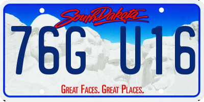 SD license plate 76GU16