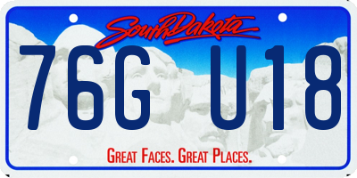 SD license plate 76GU18