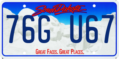 SD license plate 76GU67
