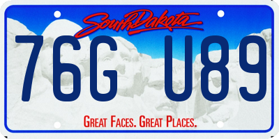 SD license plate 76GU89