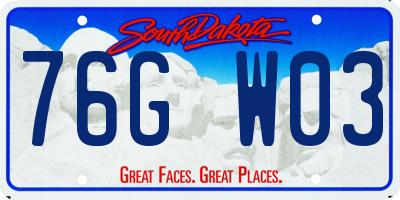SD license plate 76GW03