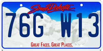 SD license plate 76GW13