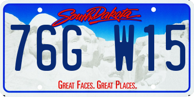 SD license plate 76GW15
