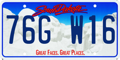 SD license plate 76GW16
