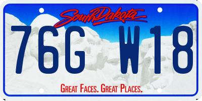 SD license plate 76GW18