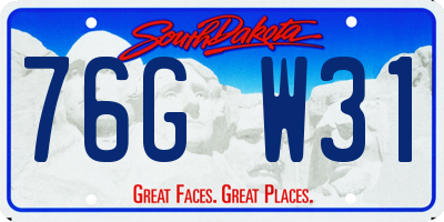 SD license plate 76GW31