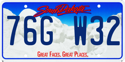 SD license plate 76GW32