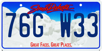 SD license plate 76GW33