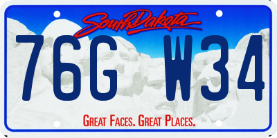SD license plate 76GW34