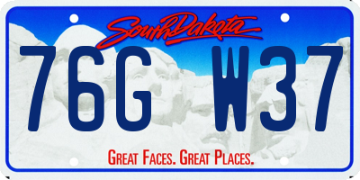 SD license plate 76GW37