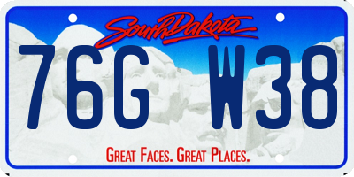 SD license plate 76GW38
