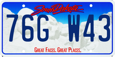 SD license plate 76GW43
