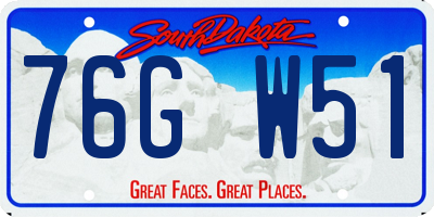 SD license plate 76GW51