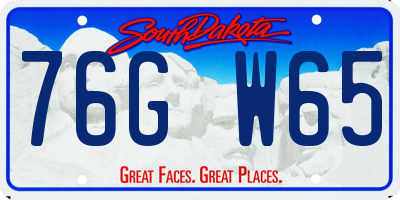 SD license plate 76GW65