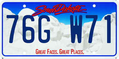 SD license plate 76GW71