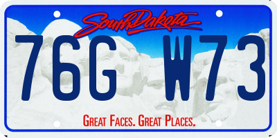 SD license plate 76GW73