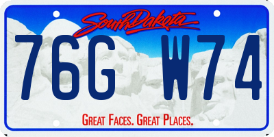SD license plate 76GW74