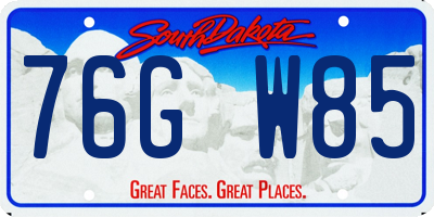 SD license plate 76GW85