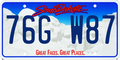 SD license plate 76GW87