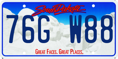 SD license plate 76GW88
