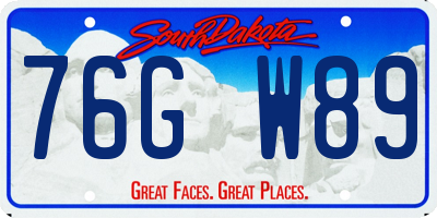 SD license plate 76GW89