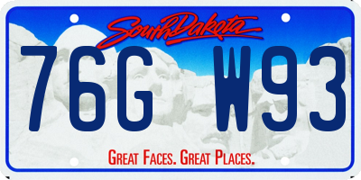 SD license plate 76GW93