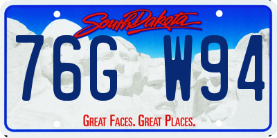 SD license plate 76GW94
