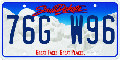 SD license plate 76GW96