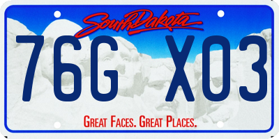SD license plate 76GX03