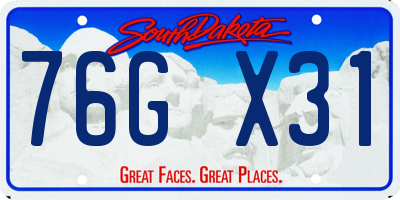 SD license plate 76GX31