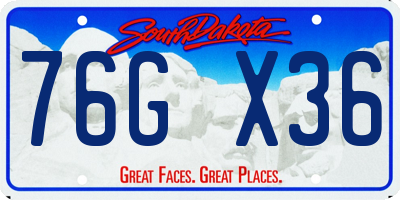 SD license plate 76GX36