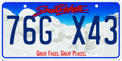 SD license plate 76GX43