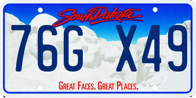 SD license plate 76GX49