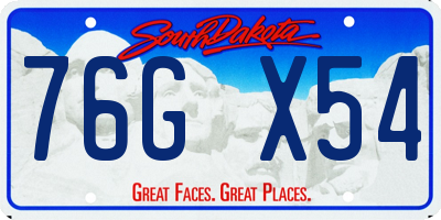 SD license plate 76GX54