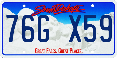SD license plate 76GX59