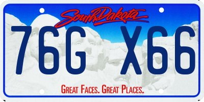 SD license plate 76GX66