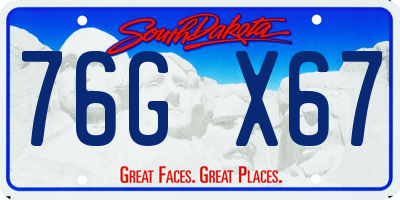 SD license plate 76GX67