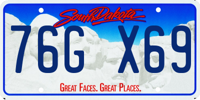 SD license plate 76GX69