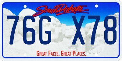 SD license plate 76GX78