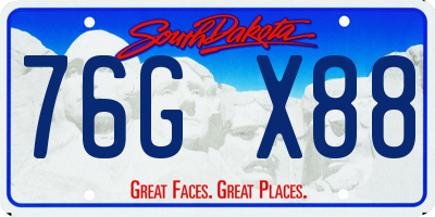 SD license plate 76GX88