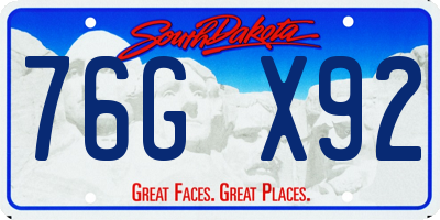 SD license plate 76GX92